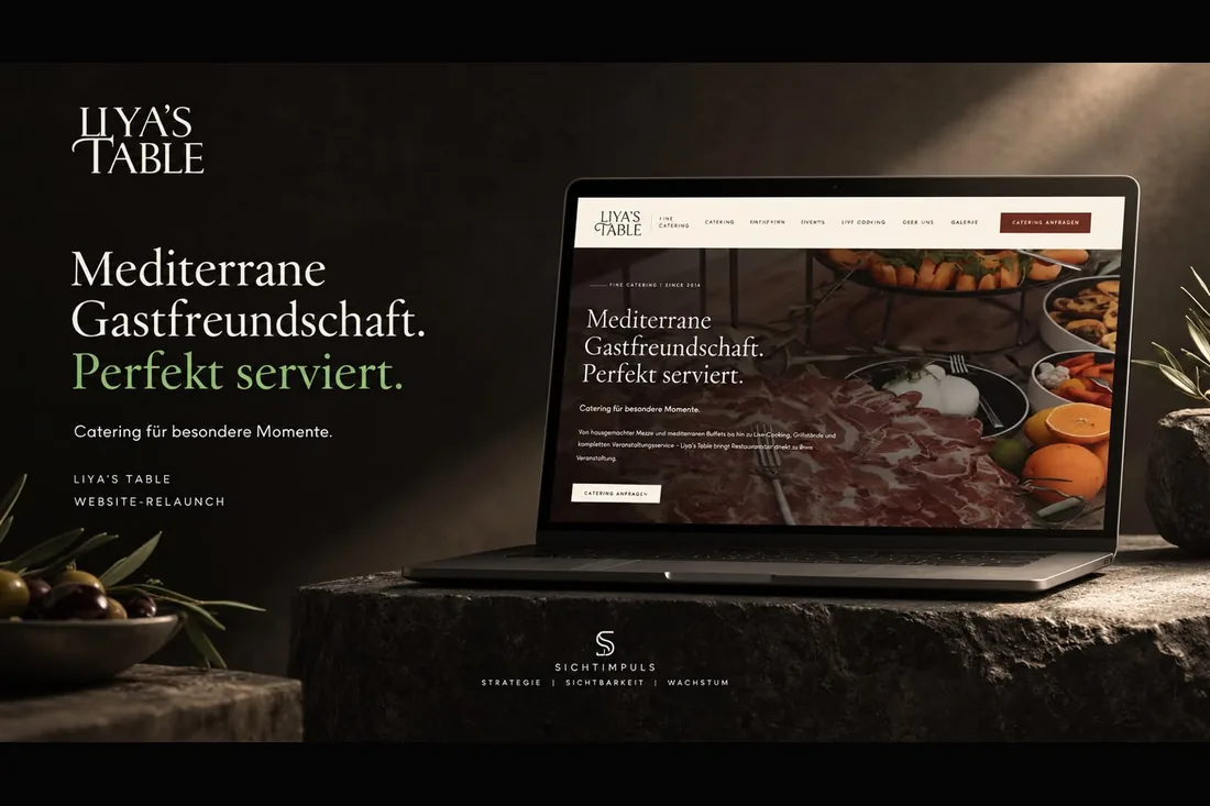 Liya's Table Website-Relaunch: der neue Auftritt des Fine-Catering-Anbieters auf dem Laptop